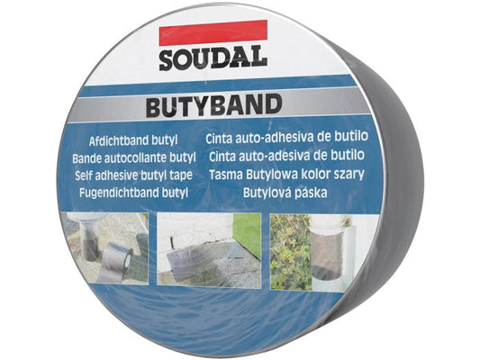 10m Soudal Butyband Butylband Blei / Alu Farbe für Dachreparatur 100mm / 150m
